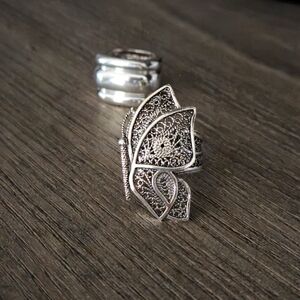 Turkey DGS 925 Sterling Silver Designer Ring Filigree Butterfly Vintage Size 6.5